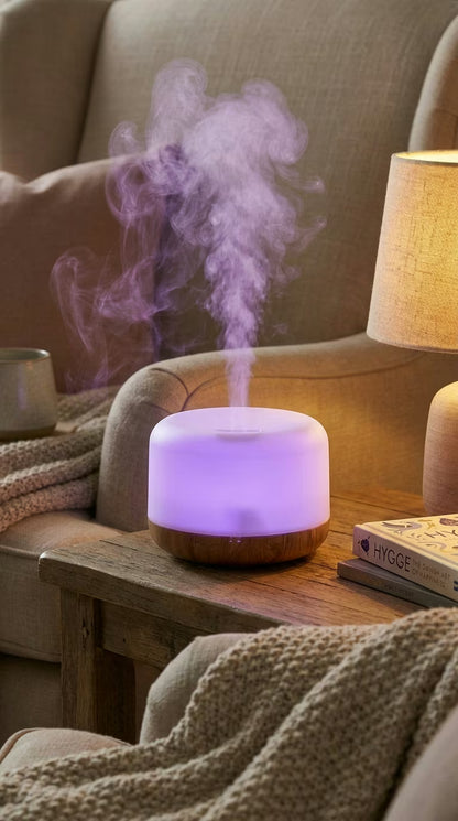 Aroma Diffuser 500ml Wood Grain | USB Essential Oil Humidifier with Colorful Night Light | Mayjam - Image 3