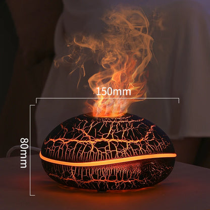 Flame Aroma Diffuser 200ml Black | Essential Oil Humidifier with Remote & 7-Color LED Light BLACK
