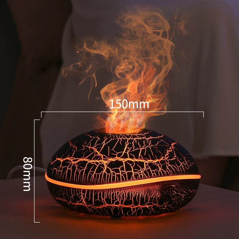 Flame Aroma Diffuser 200ml Volcano Crack | Essential Oil Humidifier with Remote & 7-Color LED Light CRACK