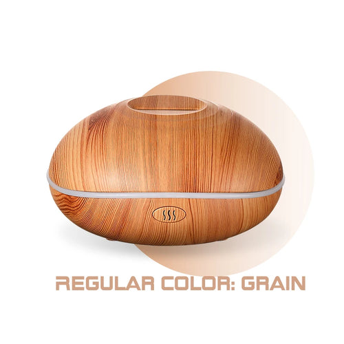 Flame Aroma Diffuser 200ml Wood Grain | Essential Oil Humidifier with Remote & 7-Color LED Light GRAIN