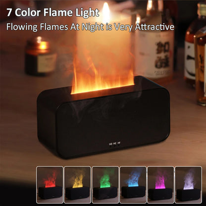 Mini Flame Aroma Diffuser Black| 7-Color Essential Oil Humidifier Black