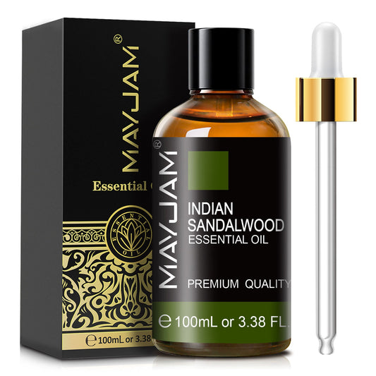 Indian Sandalwood Essential Oil 100ml | Natural Aromatherapy | Mayjam
