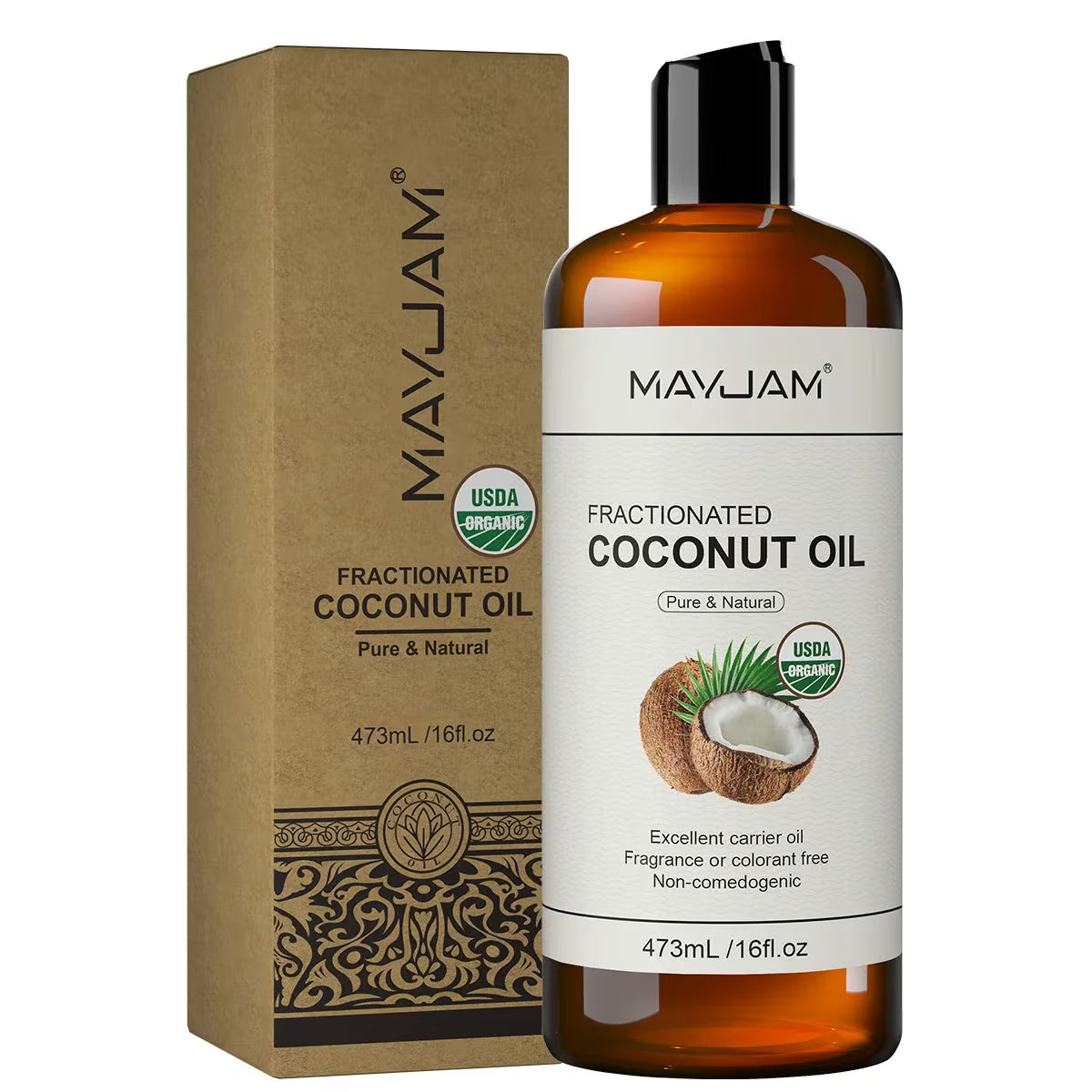 MAYJAM Pure Organic Carrier Oil Collection - Cold Pressed, 473ml - Coconut Oil - Image 8