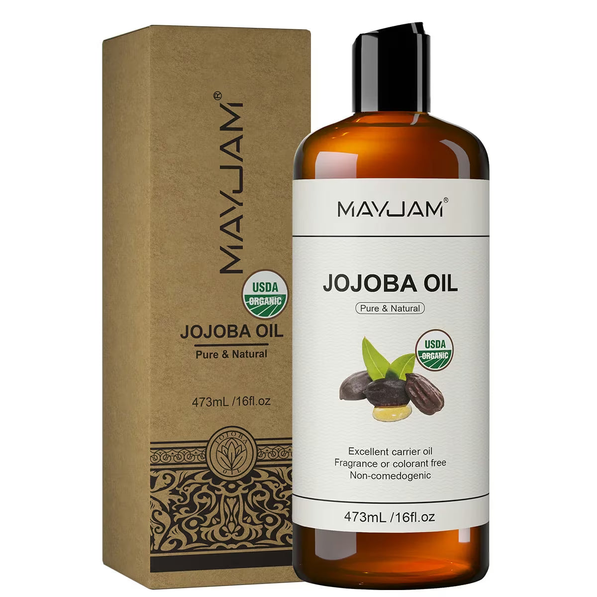 MAYJAM Pure Organic Carrier Oil Collection - Cold Pressed, 473ml - Jojoba Oi - Image 9
