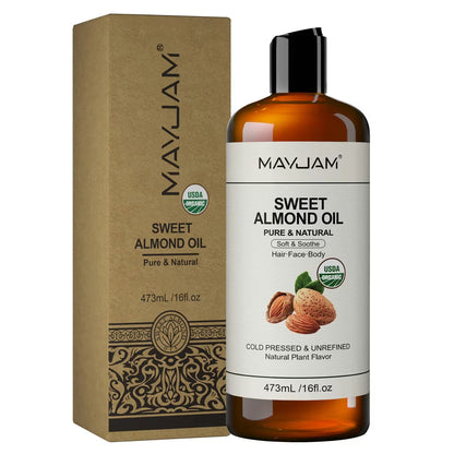 MAYJAM Pure Organic Carrier Oil Collection - Cold Pressed, 473ml - Sweet Almond Oil - Image 12