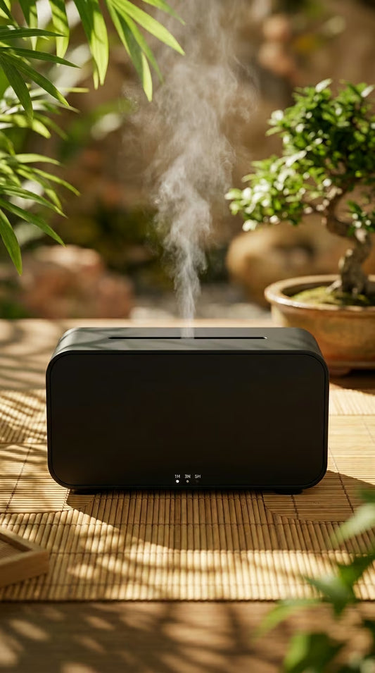 Mini Flame Aroma Diffuser Black| 7-Color Essential Oil Humidifier
